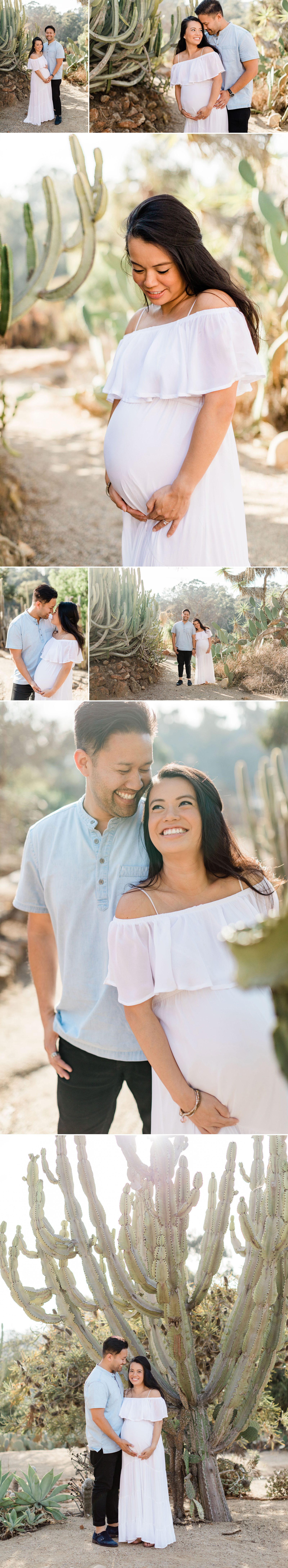 cactus maternity session with expecting couple